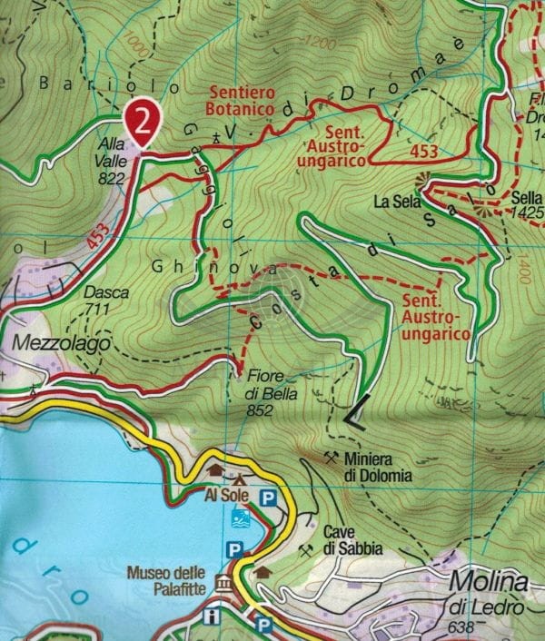 Alto Garda, Ledro, Valle del Sarca. Wodoodporna mapa turystyczna 096 wydawnictwa Kompass. Fragment 2