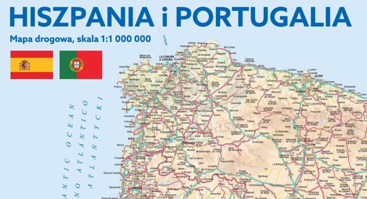 Hiszpania i Portugalia 1:1 000 000. Mapa ścienna drogowa. Fragment 1
