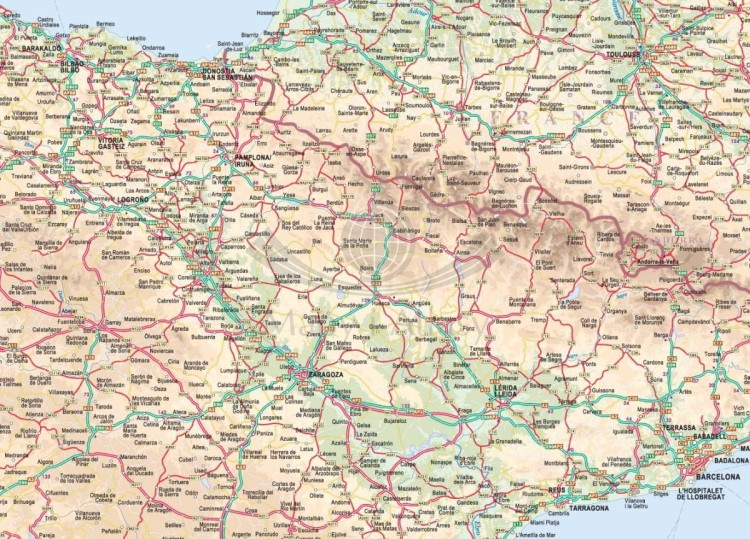 Hiszpania i Portugalia 1:1 000 000. Mapa ścienna drogowa. Fragment 2