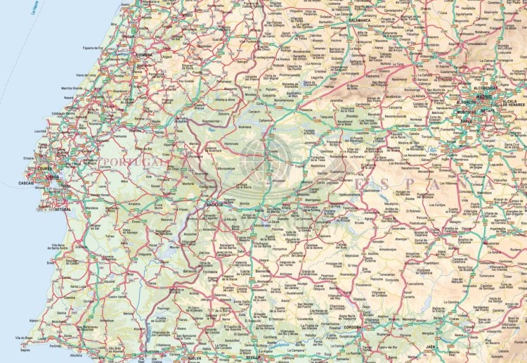 Hiszpania i Portugalia 1:1 000 000. Mapa ścienna drogowa. Fragment 3