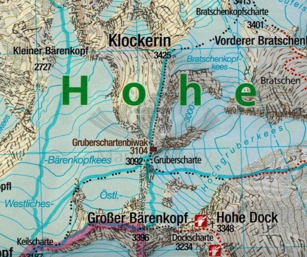 Zell am See, Kaprun. Laminowana mapa turystyczna 030 wydawnictwa Kompass. Fragment 2