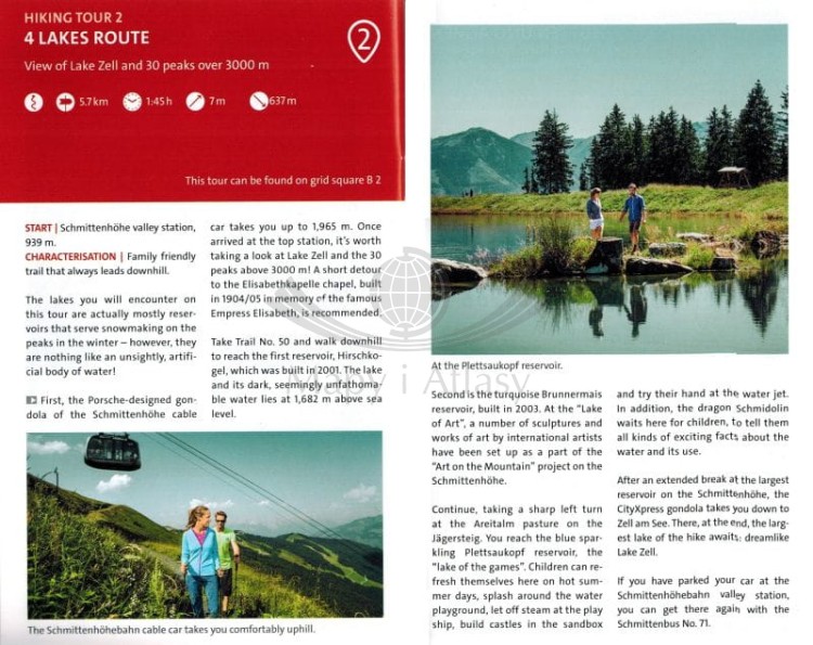 Zell am See, Kaprun. Laminowana mapa turystyczna 030 wydawnictwa Kompass. Informator przykładowa strona