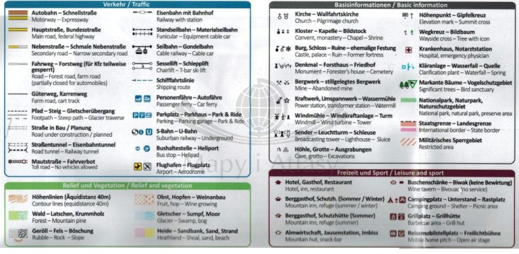 Zell am See, Kaprun. Laminowana mapa turystyczna 030 wydawnictwa Kompass. Legenda 1