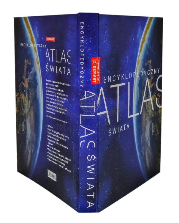 Encyklopedyczny atlas świata wydawnictwa Demart. Okładka