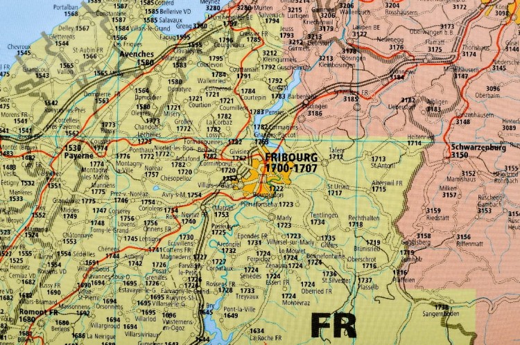 Szwajcaria 1:260 000. Mapa ścienna z kodami pocztowymi. Fragment 1