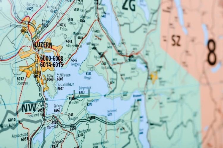 Szwajcaria 1:260 000. Mapa ścienna z kodami pocztowymi. Fragment 5