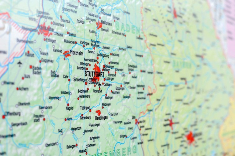 Kraje niemieckojęzyczne. Mapa ścienna polityczna w języku niemieckim. Fragment 5