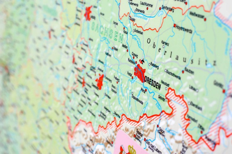 Kraje niemieckojęzyczne. Mapa ścienna polityczna w języku niemieckim. Fragment 6