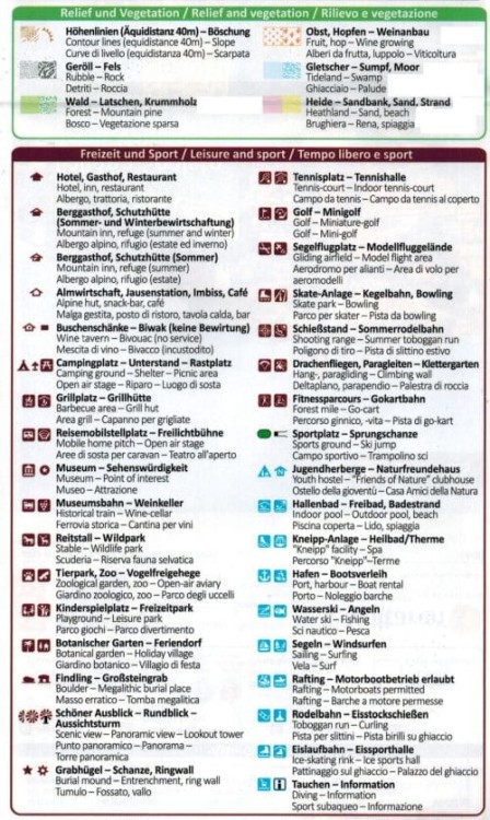 Park Narodowy Gran Sasso i Monti della Laga. Laminowana mapa turystyczna 2476 wydawnictwa Kompass. Legenda 2