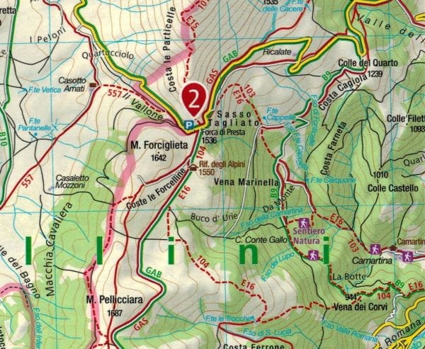 Park Narodowy Gran Sasso i Monti della Laga. Laminowana mapa turystyczna 2476 wydawnictwa Kompass. Fragment 2