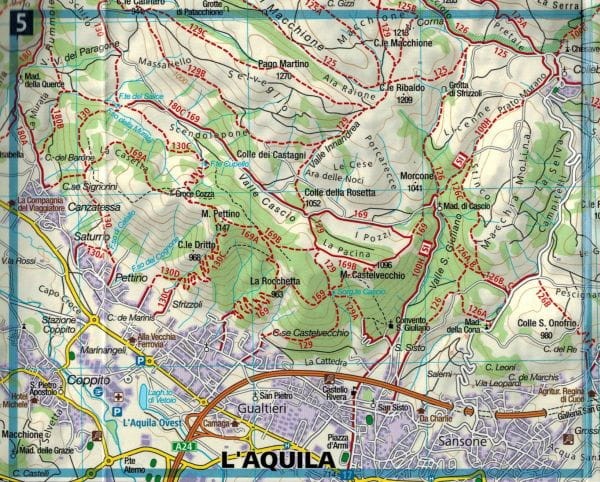 Park Narodowy Gran Sasso i Monti della Laga. Laminowana mapa turystyczna 2476 wydawnictwa Kompass.  Fragment 1