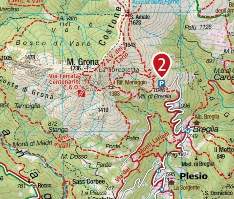 Lago di Como, Lago di Lugano. Mapa turystyczna 91 wydawnictwa Kompass. Fragment 2