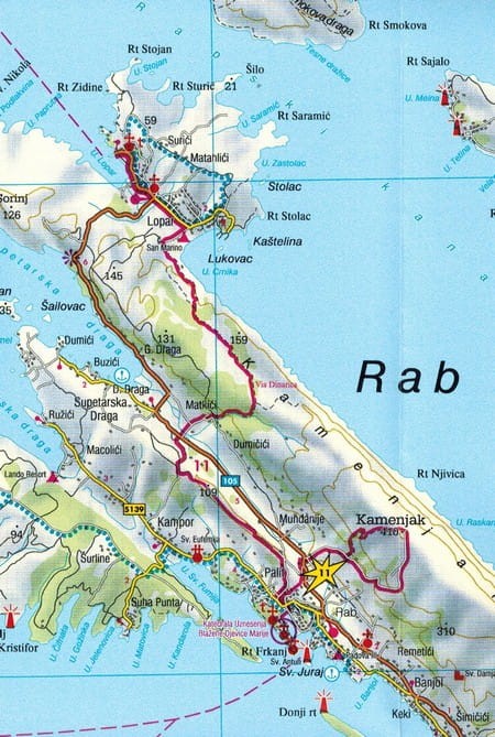 Cres, Losinj, Krk, Rab. Mapa samochodowo-turystyczna wydawnictwa Freytag & Berndt. Fragment 2