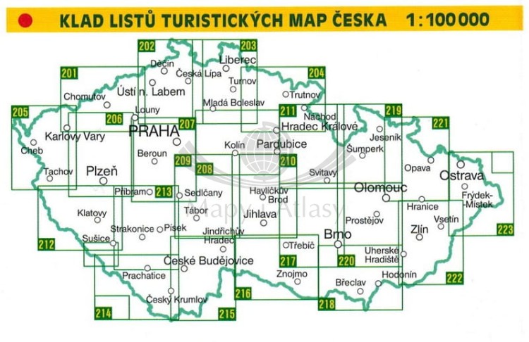 Jeseniky / Jesioniki, Góry Rychlebskie i Złote, Masyw Śnieżnika. Mapa turystyczna 219 wydawnictwa Shocart. Mapa przeglądowa