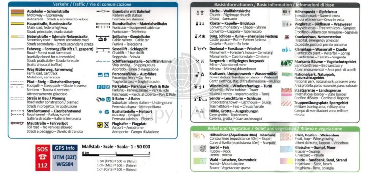 Dolina Bregaglia i Valchiavenna. Laminowana mapa turystyczna 92 wydawnictwa Kompass. Legenda 1
