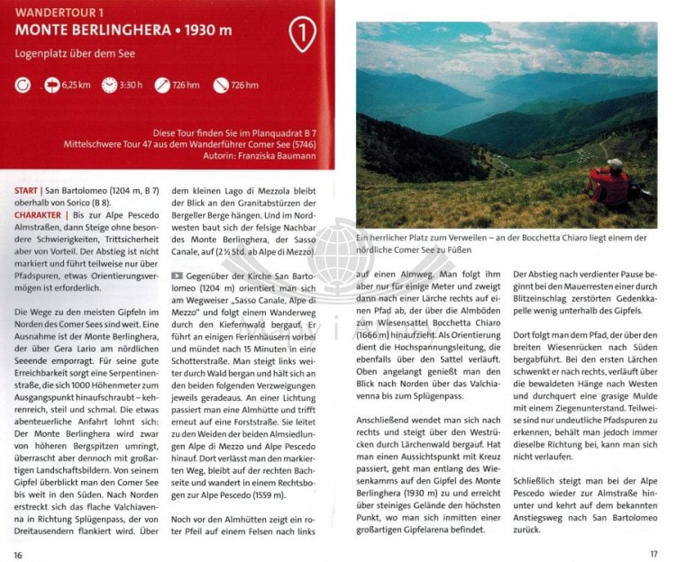 Dolina Bregaglia i Valchiavenna. Laminowana mapa turystyczna 92 wydawnictwa Kompass. Informator przykładowa - strona 1