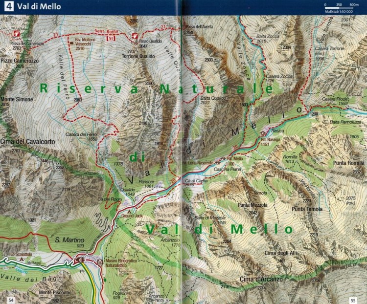 Dolina Bregaglia i Valchiavenna. Laminowana mapa turystyczna 92 wydawnictwa Kompass. Informator przykładowa - strona 2