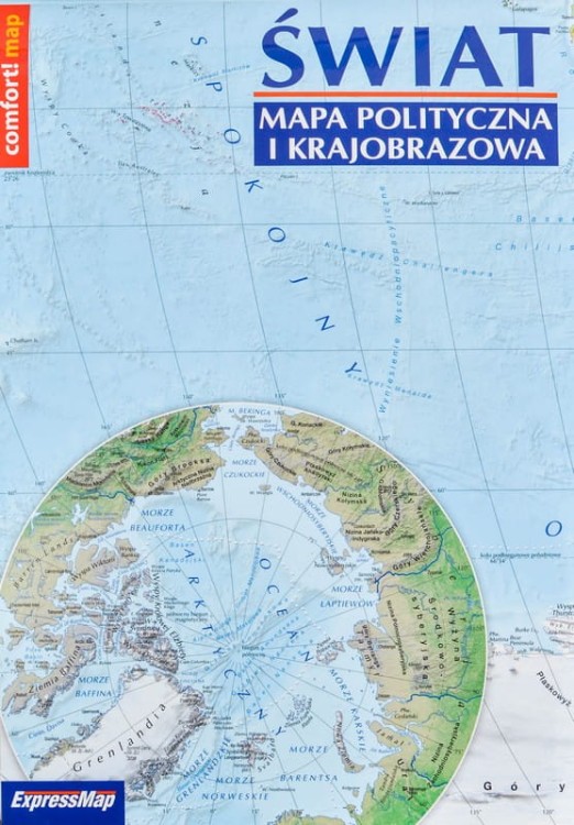 Świat. Dwustronna, laminowana mapa składana. Polityczna i krajobrazowa (fizyczna) XXL. Wydawnictwo ExpressMap. Okładka