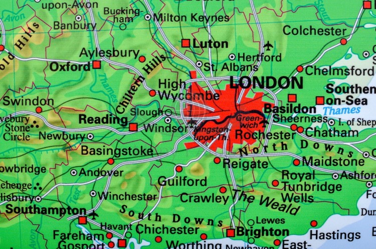 Wielka Brytania. Mapa ścienna fizyczna wydawnictwa Stiefel. Fragment 1