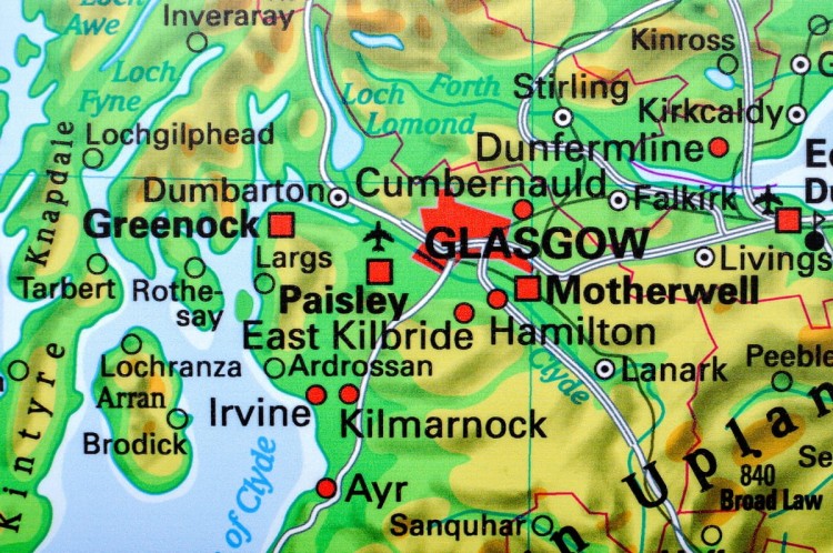 Wielka Brytania. Mapa ścienna fizyczna wydawnictwa Stiefel. Fragment 2