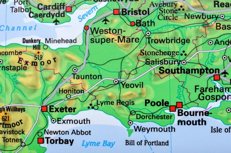 Wielka Brytania. Mapa ścienna fizyczna wydawnictwa Stiefel. Fragment 3