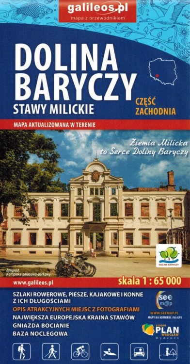 Dolina Baryczy. Stawy Milickie. Część wschodnia i zachodnia. Zestaw 2 map turystycznych wydawnictwa Galileos. Mapa 1 - okładka