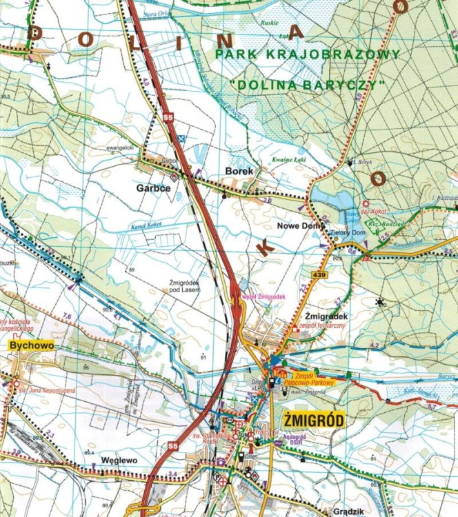 Dolina Baryczy. Stawy Milickie. Część wschodnia i zachodnia. Zestaw 2 map turystycznych wydawnictwa Galileos. Mapa 1 - fragment 1