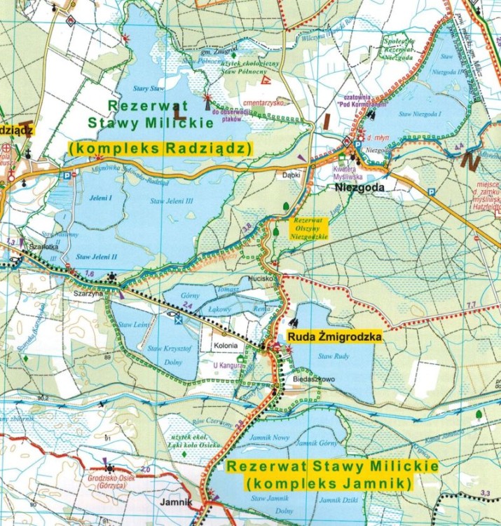 Dolina Baryczy. Stawy Milickie. Część wschodnia i zachodnia. Zestaw 2 map turystycznych wydawnictwa Galileos. Mapa 1 - fragment 2