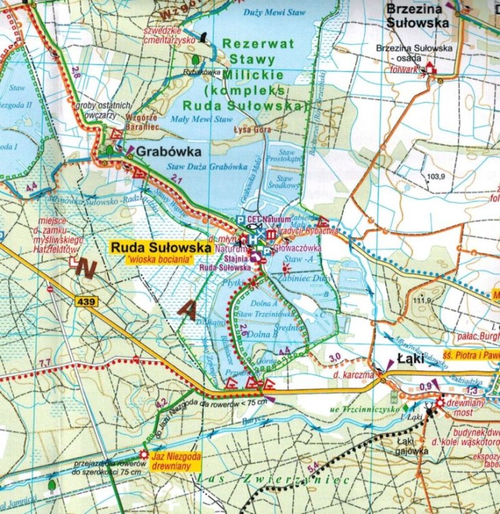 Dolina Baryczy. Stawy Milickie. Część wschodnia i zachodnia. Zestaw 2 map turystycznych wydawnictwa Galileos. Mapa 2 - fragment 2