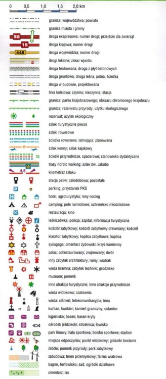 Dolina Baryczy, część wschodnia. Stawy Milickie. Mapa turystyczna wydawnictwa Galileos. Legenda