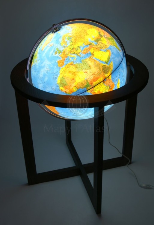 Globus Cross Blue 50 cm. Fizyczny i polityczny, podświetlany. Producent: Nova Rico. Po podświetleniu