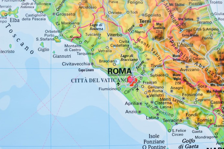Włochy. Mapa ścienna fizyczna wydawnictwa Stiefel. Fragment 1