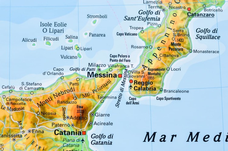 Włochy. Mapa ścienna fizyczna wydawnictwa Stiefel. Fragment 2