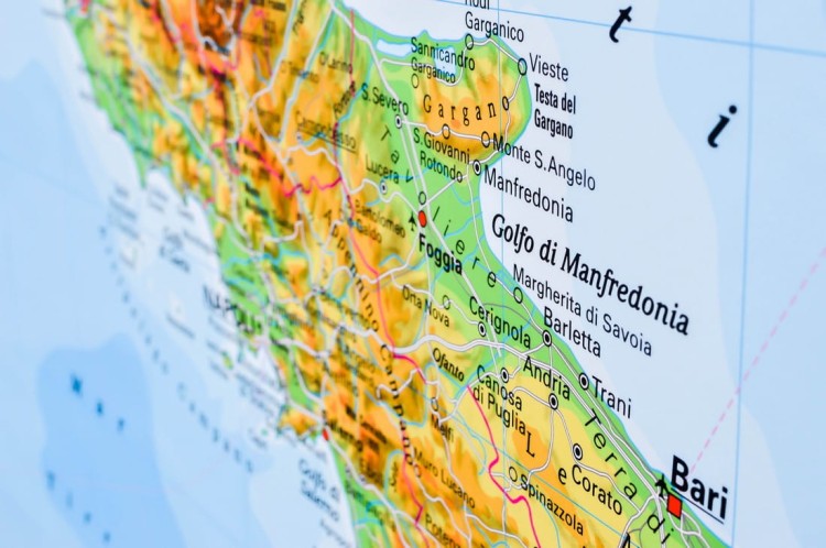 Włochy. Mapa ścienna fizyczna wydawnictwa Stiefel. Fragment 6