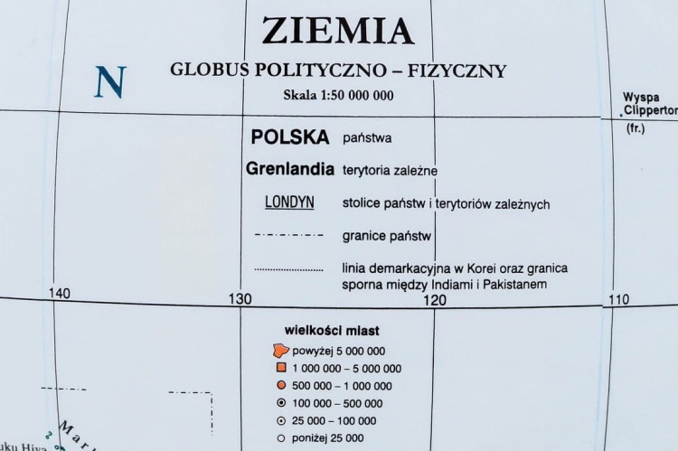 Globus polityczno-fizyczny 25 cm + aplikacja. Podświetlany. Legenda