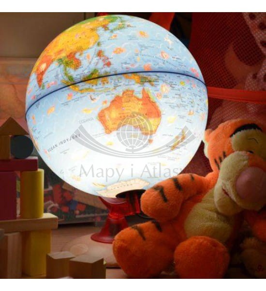 Globus Circus 25 cm. Fizyczny i polityczny, podświetlany. Producent: Nova Rico. Przykładowa aranżacja