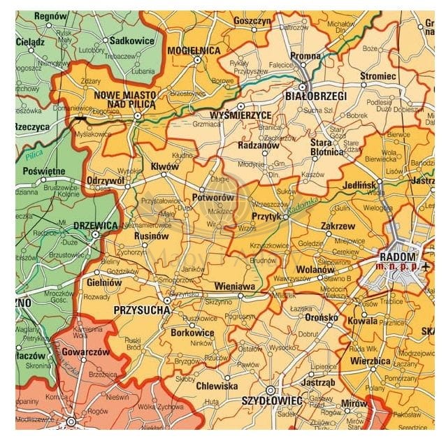 Polska 1:650 000. Mapa administracyjna magnetyczna w ramie aluminiowej SLIM. Producent: Jokart. Fragment 2