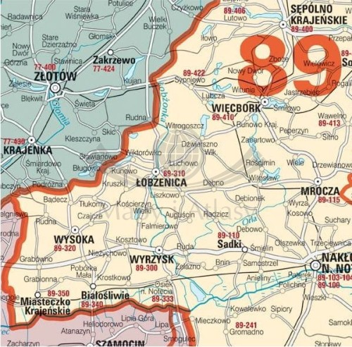 Polska 1:650 000. Mapa kodowa magnetyczna w ramie aluminiowej SLIM. Producent: Jokart. Fragment