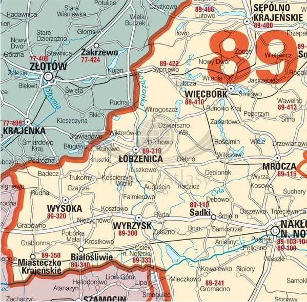 Polska 1:650 000. Mapa kodowa w ramie aluminiowej SLIM. Producent: Jokart. Fragment