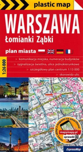 Warszawa, Łomianki, Ząbki. Foliowana mapa / Plan miasta wydawnictwa ExpressMap. Okładka
