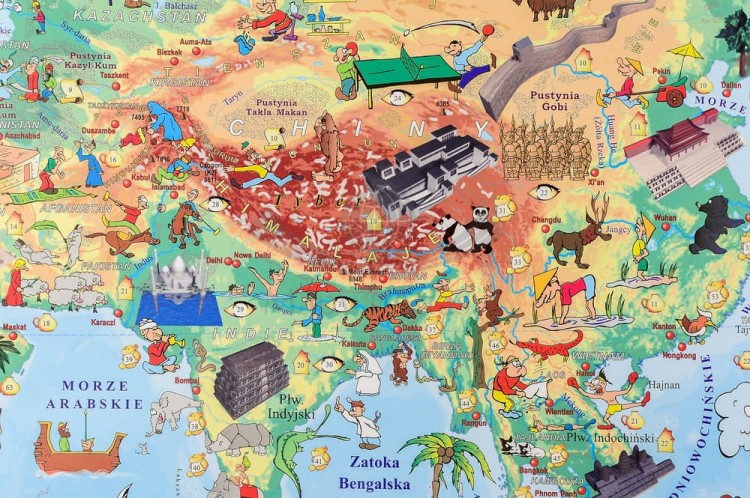 Świat w obrazkach. Naklejka, mapa ścienna dla dzieci. Producent Piętka. Fragment 7