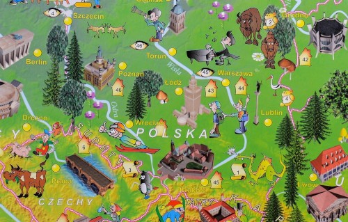 Europa w obrazkach. Mapa dla dzieci w formie naklejki. Producent: Piętka. Fragment 1