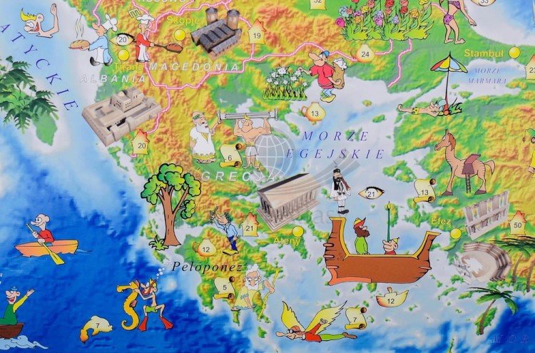 Europa w obrazkach. Mapa dla dzieci w formie naklejki. Producent: Piętka. Fragment 7
