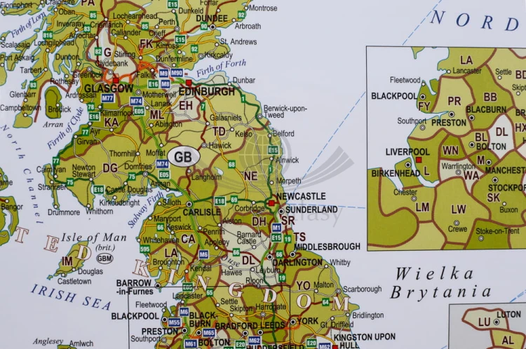 Europa 1:3 600 000. Naklejka, mapa ścienna. Kody Pocztowe. Producent: Piętka. Fragment 1