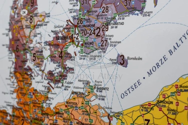 Europa 1:3 600 000. Naklejka, mapa ścienna. Kody Pocztowe. Producent: Piętka. Fragment 6