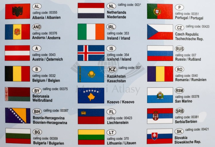 Europa 1:3 600 000. Naklejka, mapa ścienna. Kody Pocztowe. Producent: Piętka. Fragment 8