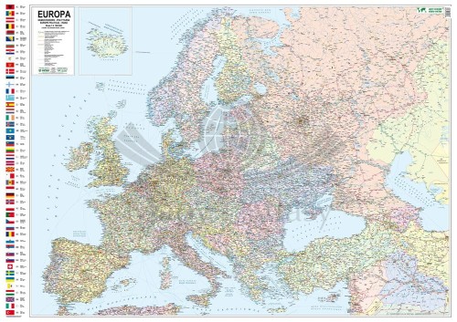 Europa 1:4 300 000. Naklejka, mapa ścienna. Polityczno-drogowa. Producent: Piętka. Cała mapa