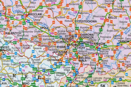 Europa 1:4 300 000. Naklejka, mapa ścienna. Polityczno-drogowa. Producent: Piętka. Fragment 1
