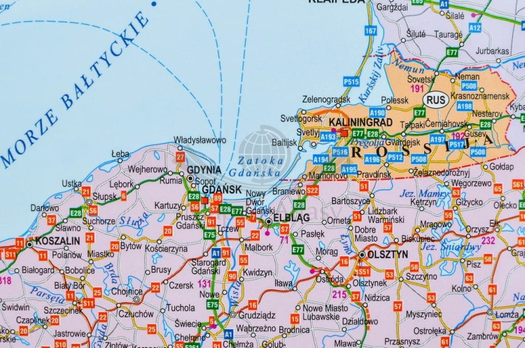 Europa 1:4 300 000. Naklejka, mapa ścienna. Polityczno-drogowa. Producent: Piętka. Fragment 2
