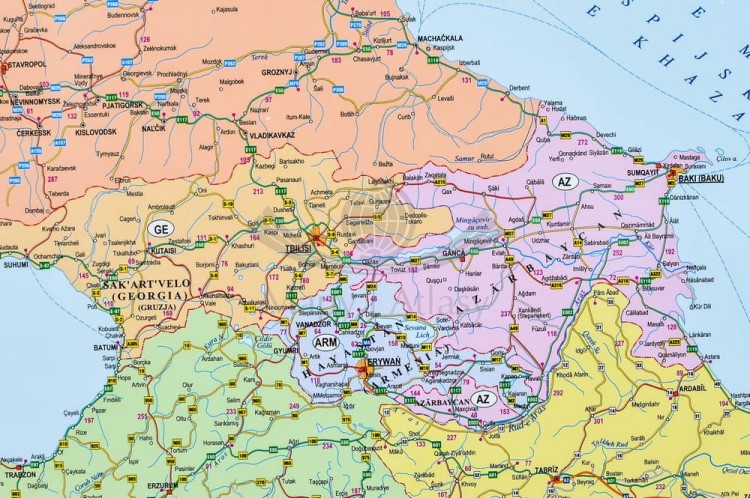 Europa 1:4 300 000. Naklejka, mapa ścienna. Polityczno-drogowa. Producent: Piętka. Fragment 8